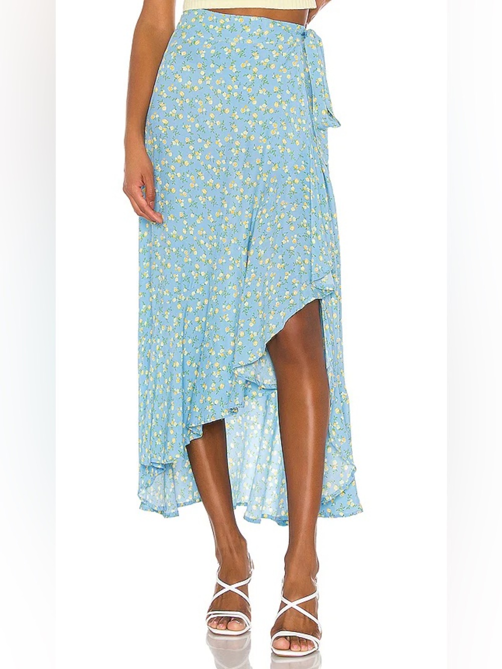 Faithfull The Brand 4 Blue Floral High-Low Wrap Maxi Skirt